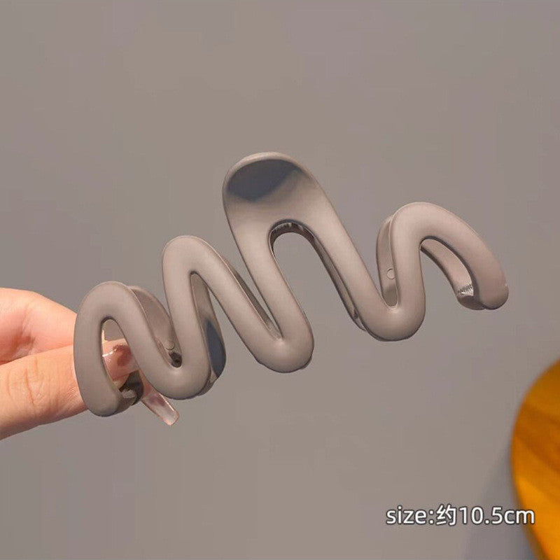 READY STOCK!!! INS Cream Dopamine Wavy Line Hair Clip | Women's Back of Head Shark Clip | ZJ006 INS风多巴胺波浪线发夹