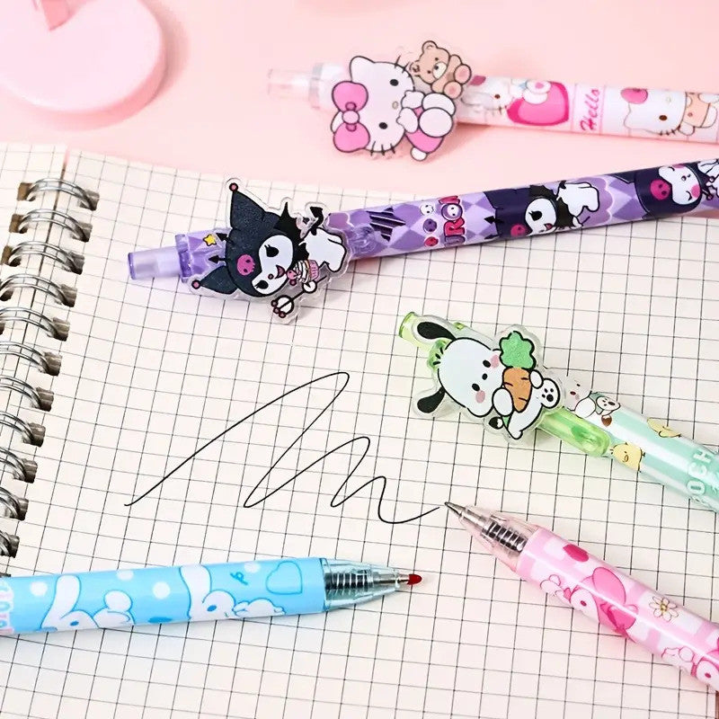 【READY STOCK】 Cute Cartoon Ballpoint Pen | Press Type Black & Blue Ink Gel Pen | Kawaii Stationery for Students 可爱卡通圆珠笔