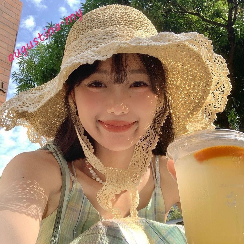 【READY STOCK】Straw Sun Hat | Pastoral Beach Wide Brim Hat UV Protection Cap | Topi Jerami Wanita Pantai |防晒出游草帽