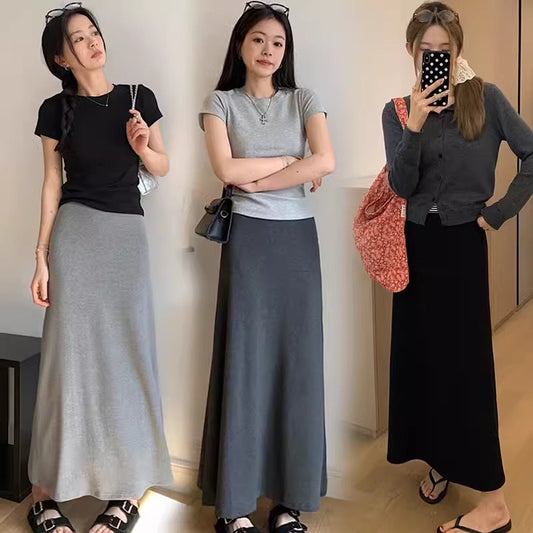 【READY STOCK】Maternity Skirt | Summer Thin Belly Support Midi Skirt | Stylish Slim Fit Pregnancy Skirt Y325 孕妇半身裙
