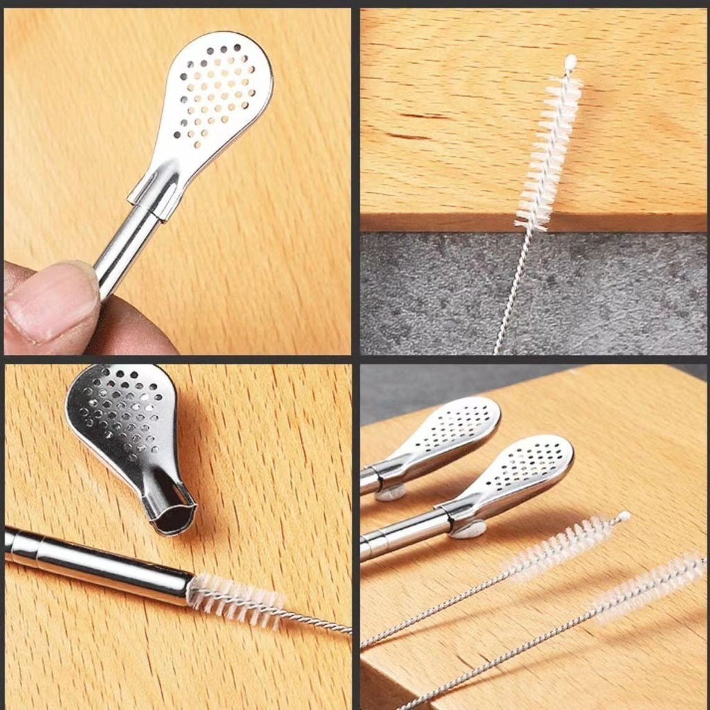 304 Stainless Steel Straws Spoon Drinking Straw Filtering Straw and Brush 不锈钢吸管 过滤吸管