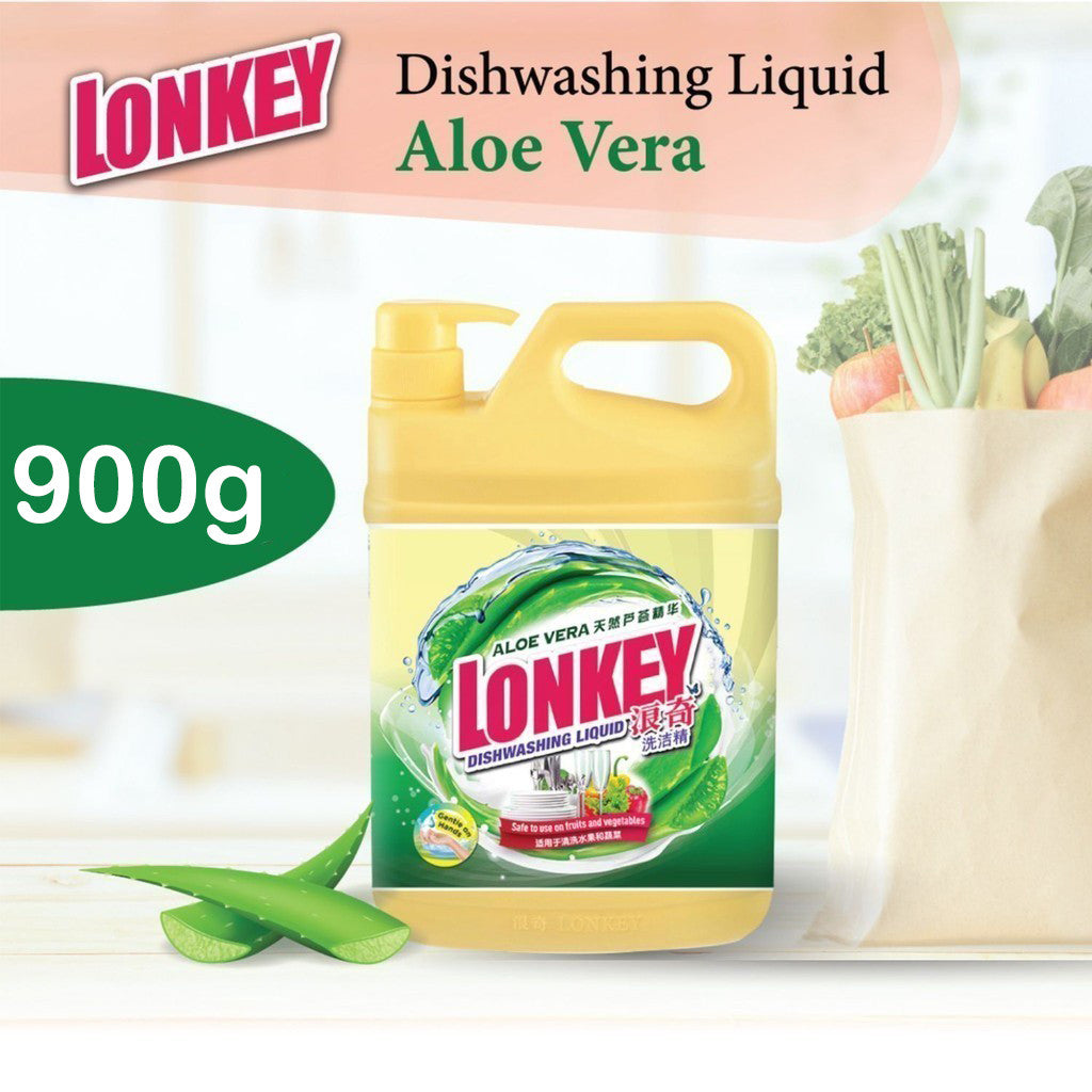 【READY STOCK】Lonkey Dishwashing Liquid 900g Aloe Vera/Aco Vinegar/Anti-Bacterial