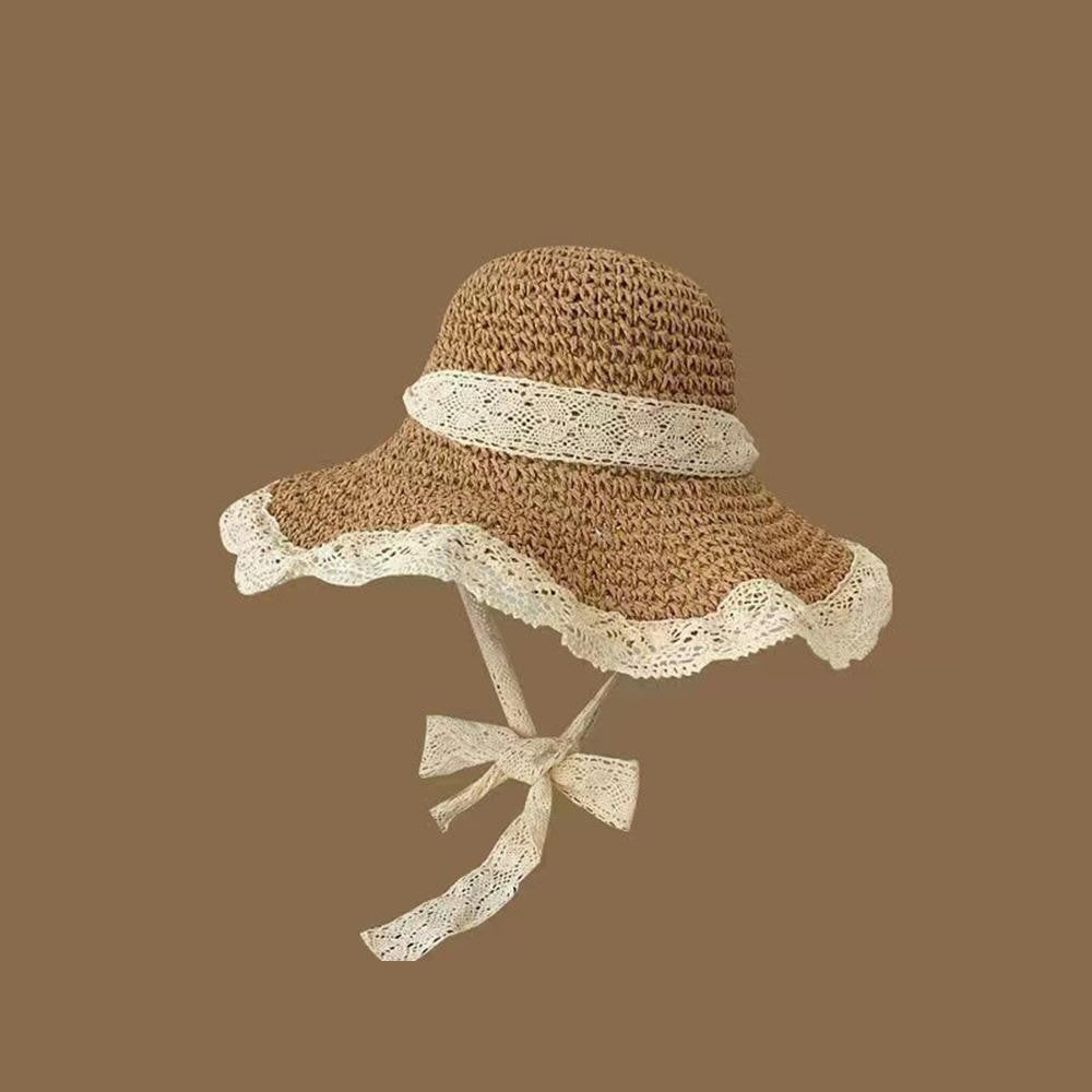 【READY STOCK】Straw Sun Hat | Pastoral Beach Wide Brim Hat UV Protection Cap | Topi Jerami Wanita Pantai |防晒出游草帽