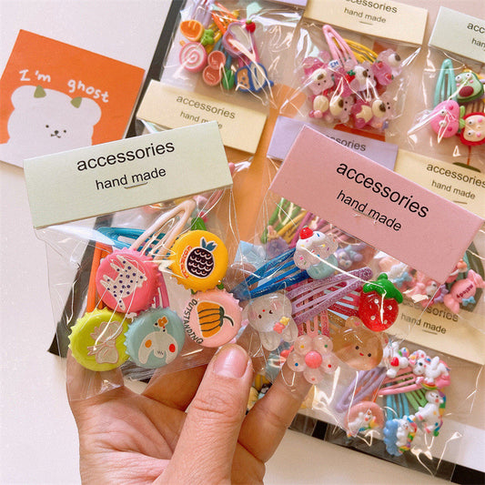 5Pcs/Set Cartoon Hairpins For Baby Girls Cute Flower Hair Clips Animal Mini Hairclips Kids-CSW1015