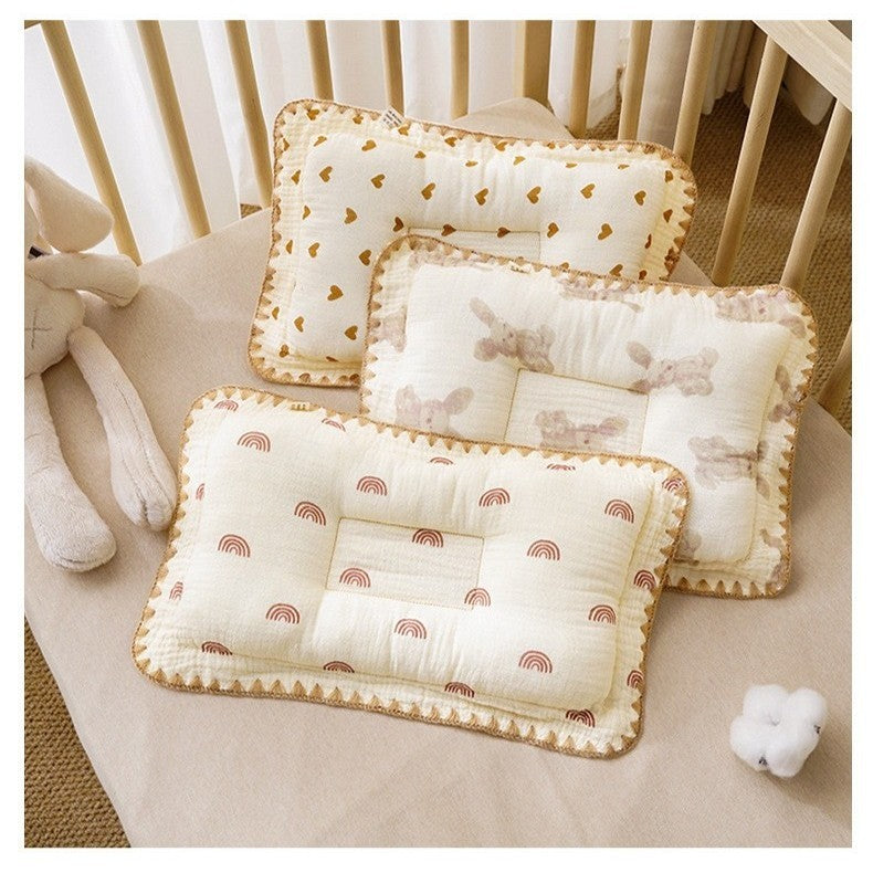 100% Cotton Baby Sleeping Pillow 3-6 Months Soft Muslin and Breathable Baby Pillow 3D Pillow For Newborn Baby-2434