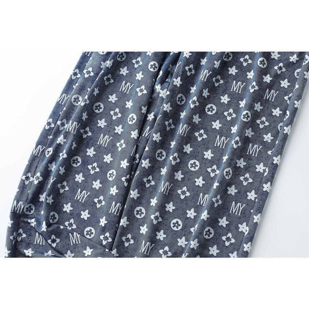 【FreeSize】Versatile Thin High-Waist Ice Silk Denim Straight-Leg Cool Pants Wide-Leg Loose Casual Pants J001
