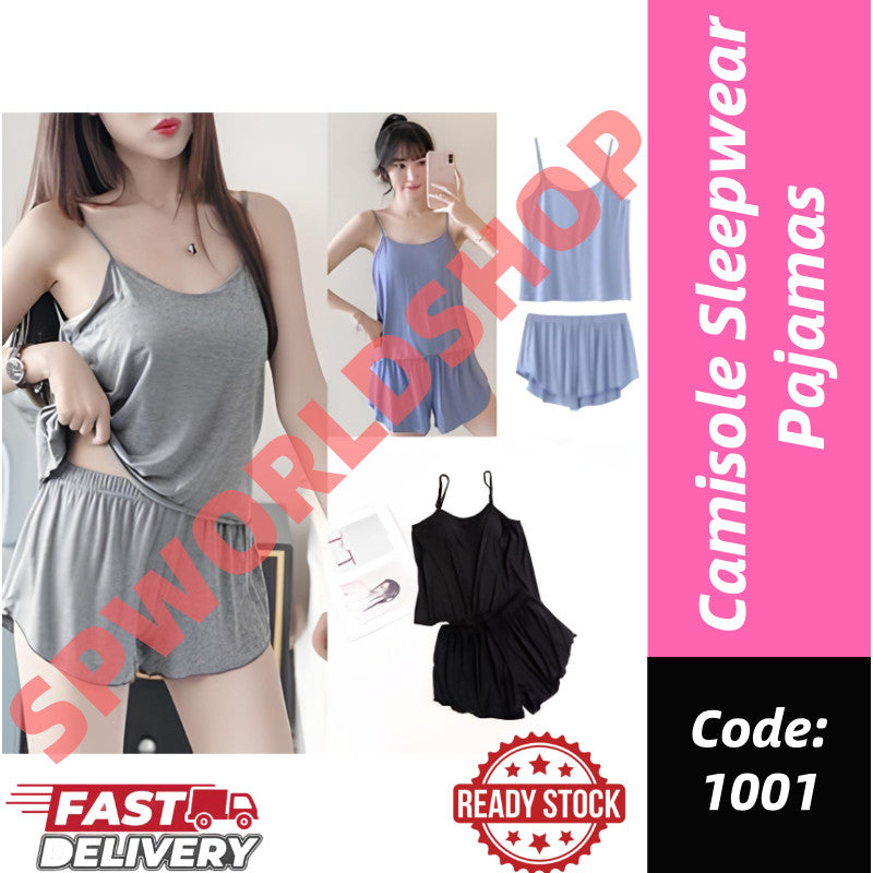 【READY STOCK】Camisole Sleepwear Pajamas Set | Pakaian Tidur Wanita Selesa & Seksi | 吊带家居服睡衣 1001