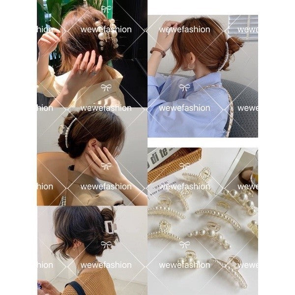 READY STOCK!!!Korean Pearl Hair Clip Hair Pin Hair Accessories Hairpin Hairclip 900 韩国网红ins珍珠发夹抓夹头发夹子后脑勺鲨鱼夹日系边夹发抓