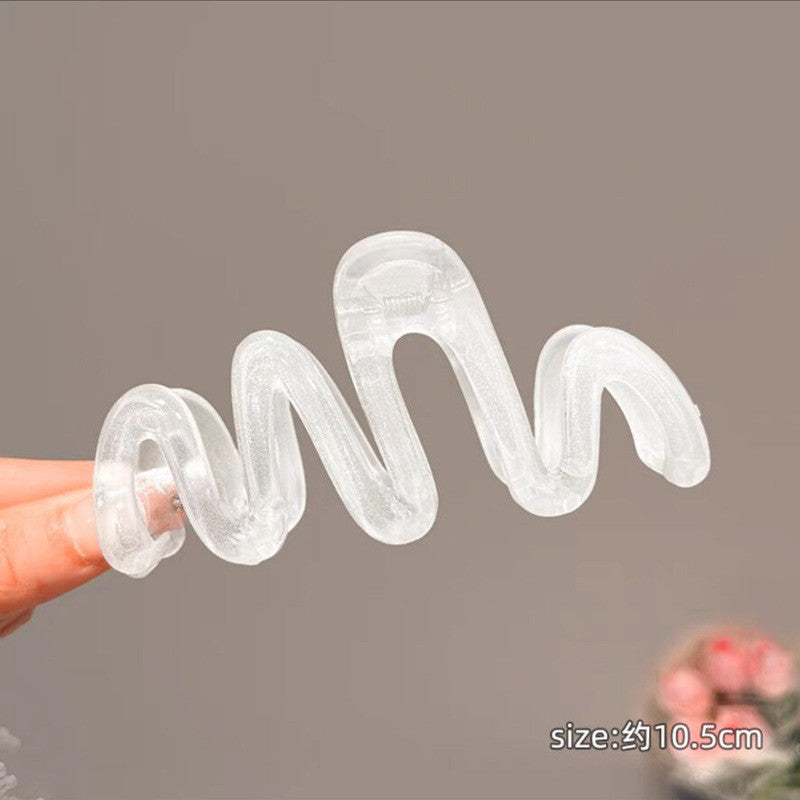 READY STOCK!!! INS Cream Dopamine Wavy Line Hair Clip | Women's Back of Head Shark Clip | ZJ006 INS风多巴胺波浪线发夹