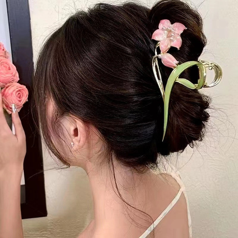 READY STOCK!!!Korean Pearl Hair Clip Hair Pin Hair Accessories Hairpin Hairclip 900 韩国网红ins珍珠发夹抓夹头发夹子后脑勺鲨鱼夹日系边夹发抓