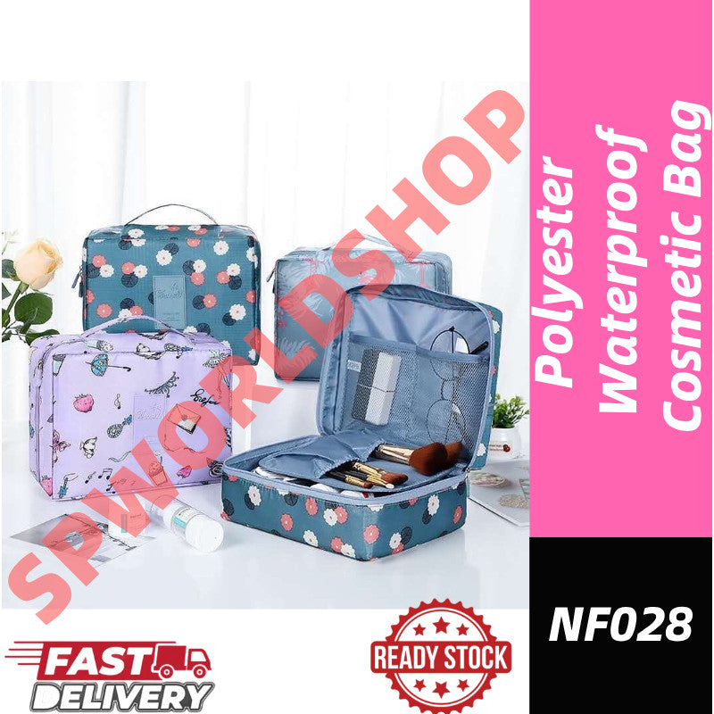READY STOCK Polyester Cosmetic Bag Make Up bag kits Storage Travel Wash pouch Travel Cosmetic Make Up bag NF028 防水化妆品收纳包