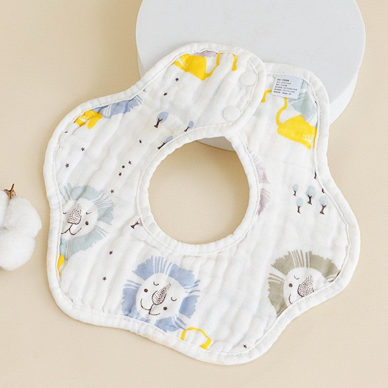 READY STOCK!!! Baby Kids Towel Baby Cotton Toddler 8 Layer Saliva Towel Ins Fesyen Baby Bib With Button Bibik WW0848i