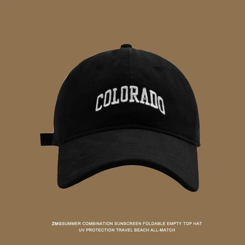 【READY STOCK】Women’s Casual Baseball Cap Letter Embroidery Face-Slimming Wide Brim Stylish & Versatile-Caps 1050