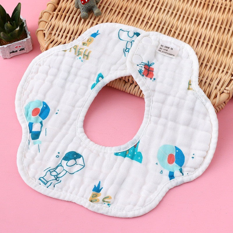 READY STOCK!!! Baby Kids Towel Baby Cotton Toddler 8 Layer Saliva Towel Ins Fesyen Baby Bib With Button Bibik WW0848i