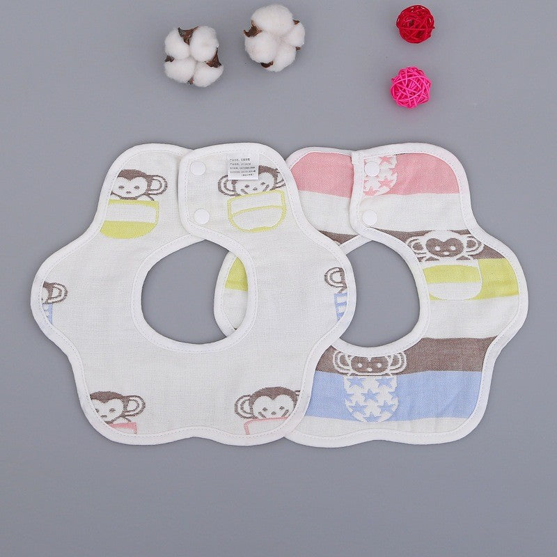 READY STOCK!!! Baby Kids Towel Baby Cotton Toddler 8 Layer Saliva Towel Ins Fesyen Baby Bib With Button Bibik WW0848i