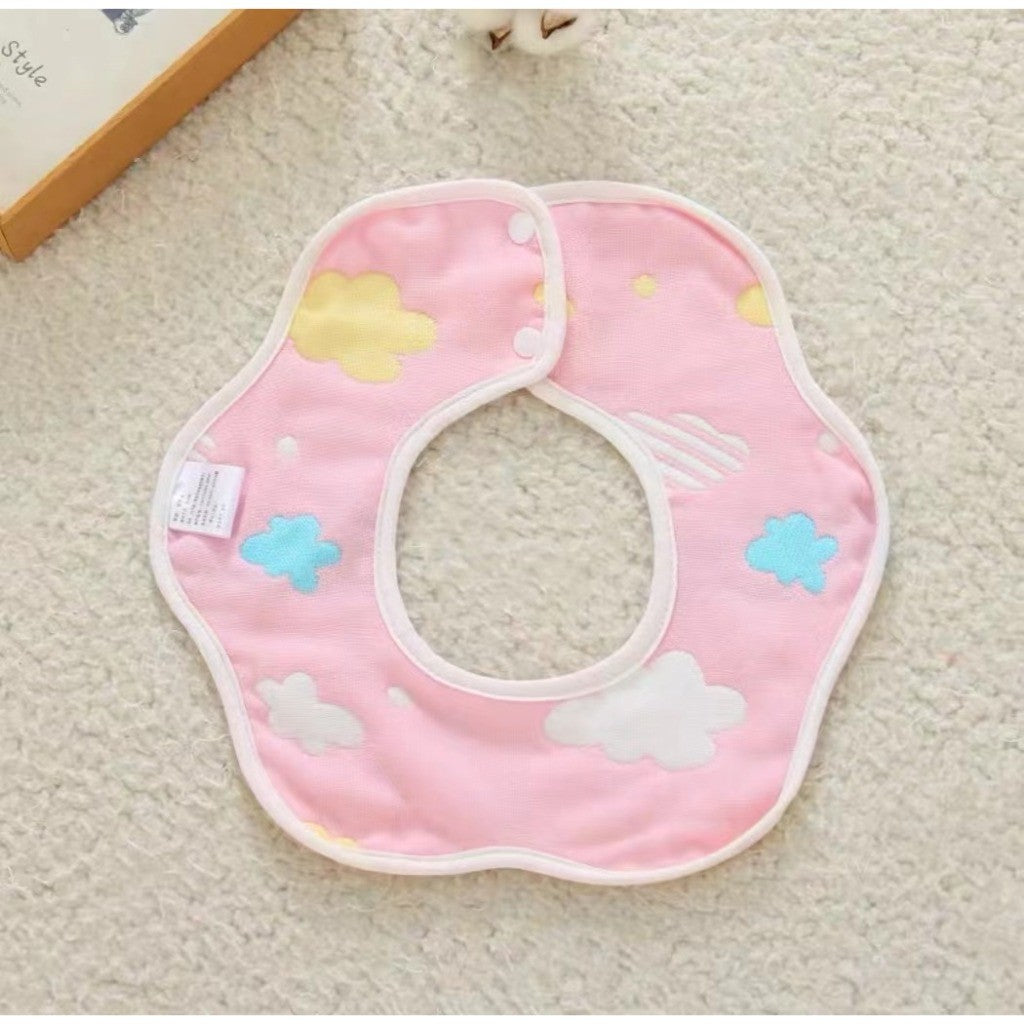 READY STOCK!!! Baby Kids Towel Baby Cotton Toddler 8 Layer Saliva Towel Ins Fesyen Baby Bib With Button Bibik WW0848i