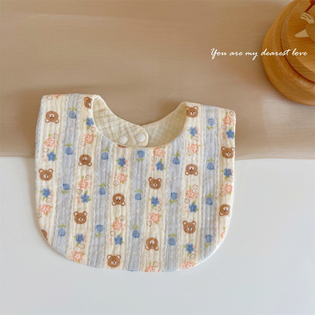 READY STOCK!!! Baby Kids Towel Baby Cotton Toddler 8 Layer Saliva Towel Ins Fesyen Baby Bib With Button Bibik WW0848i