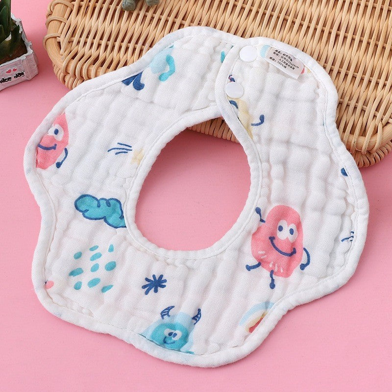 READY STOCK!!! Baby Kids Towel Baby Cotton Toddler 8 Layer Saliva Towel Ins Fesyen Baby Bib With Button Bibik WW0848i