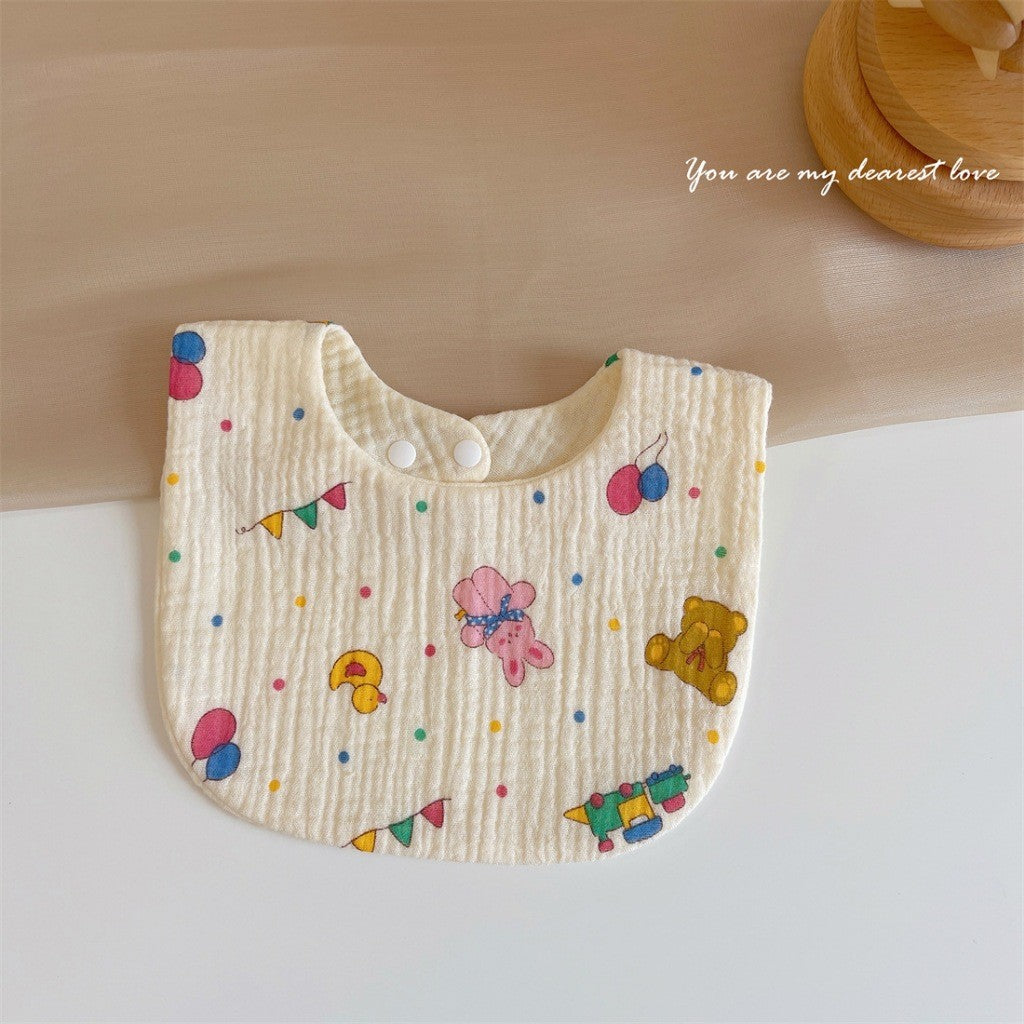 READY STOCK!!! Baby Kids Towel Baby Cotton Toddler 8 Layer Saliva Towel Ins Fesyen Baby Bib With Button Bibik WW0848i