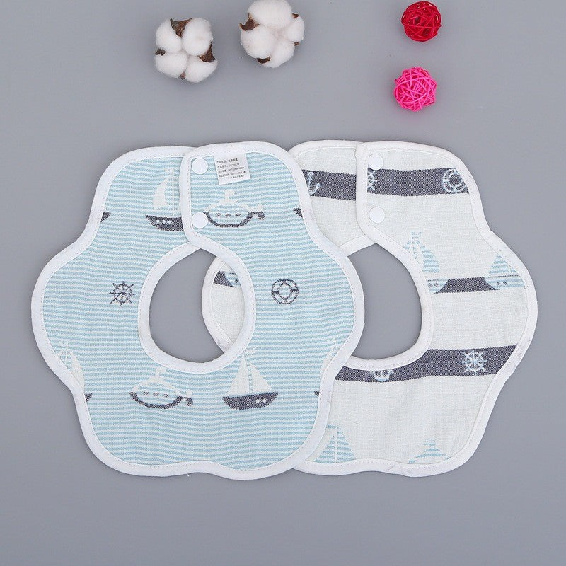 READY STOCK!!! Baby Kids Towel Baby Cotton Toddler 8 Layer Saliva Towel Ins Fesyen Baby Bib With Button Bibik WW0848i