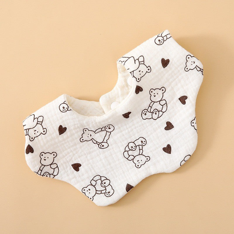 READY STOCK!!! Baby Kids Towel Baby Cotton Toddler 8 Layer Saliva Towel Ins Fesyen Baby Bib With Button Bibik WW0848i