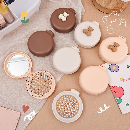 (READYSTOCK) Portable Mini Round Hair Comb with Mirror Hair Salon Hairdressing Small Size Massage 便携迷你圆形梳子带镜子