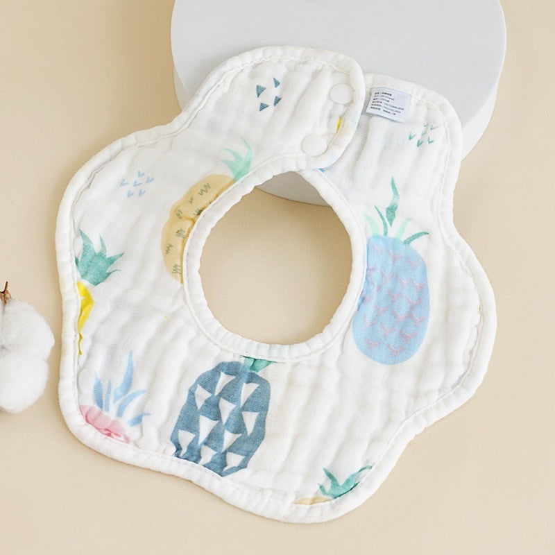 READY STOCK!!! Baby Kids Towel Baby Cotton Toddler 8 Layer Saliva Towel Ins Fesyen Baby Bib With Button Bibik WW0848i