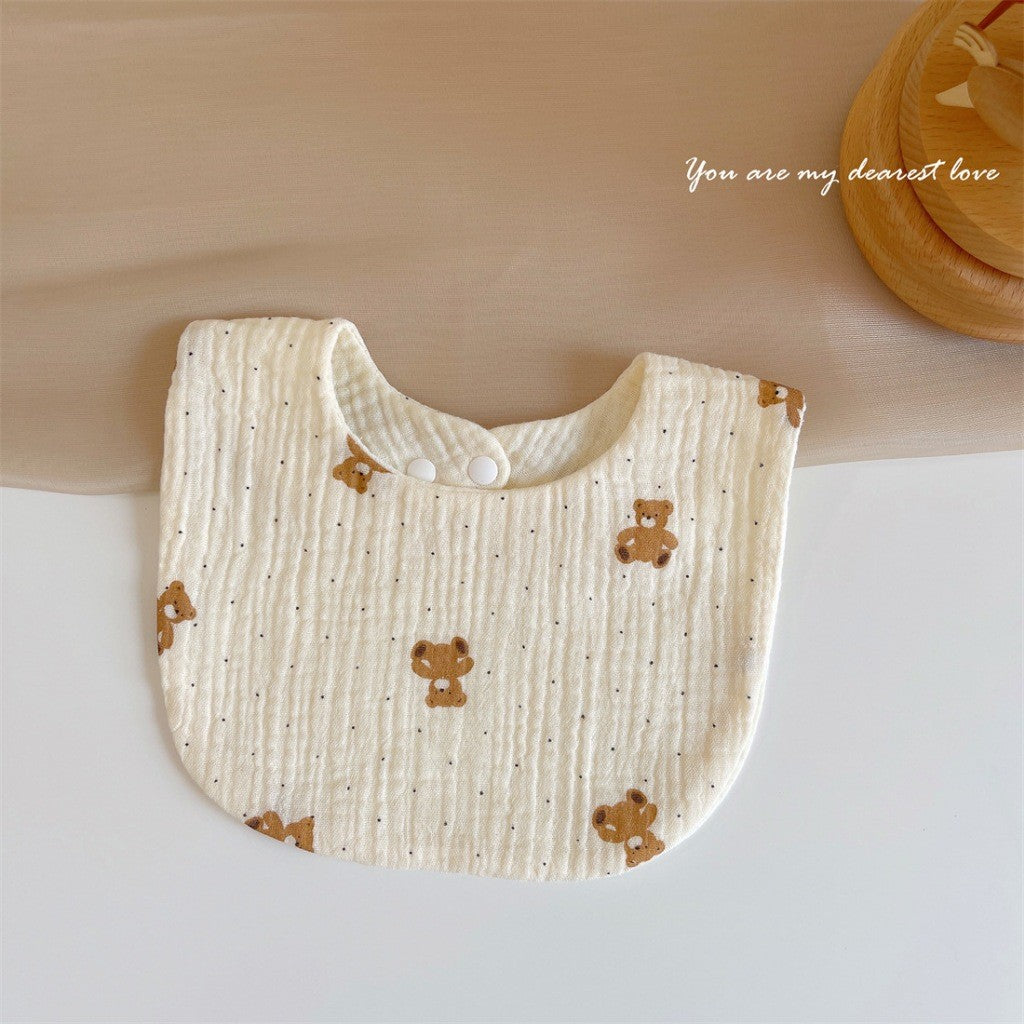 READY STOCK!!! Baby Kids Towel Baby Cotton Toddler 8 Layer Saliva Towel Ins Fesyen Baby Bib With Button Bibik WW0848i