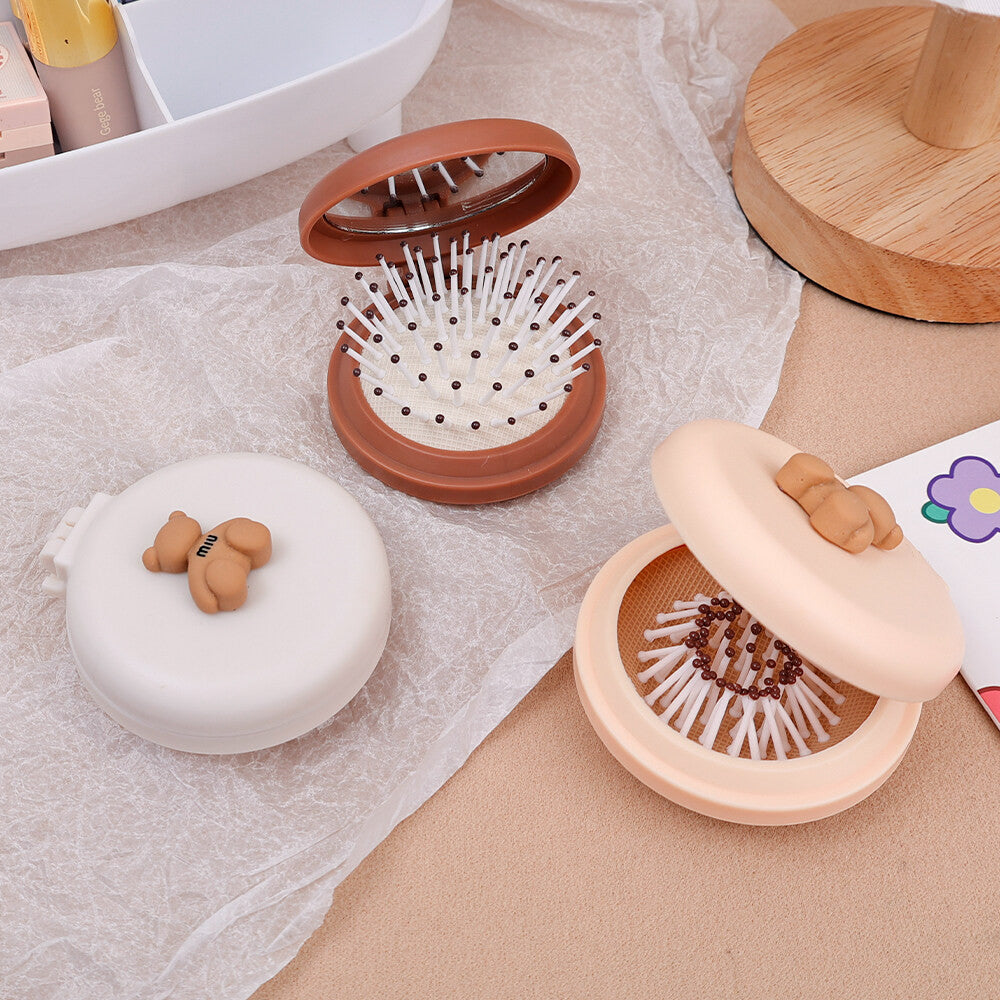 (READYSTOCK) Portable Mini Round Hair Comb with Mirror Hair Salon Hairdressing Small Size Massage 便携迷你圆形梳子带镜子