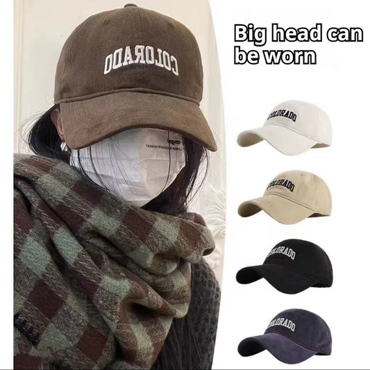 【READY STOCK】Women’s Casual Baseball Cap Letter Embroidery Face-Slimming Wide Brim Stylish & Versatile-Caps 1050