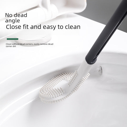 (READYSTOCK) Silicone toilet brush golf brush head double-sided no dead angle soft hair bathroom toilet brush 硅胶马桶刷