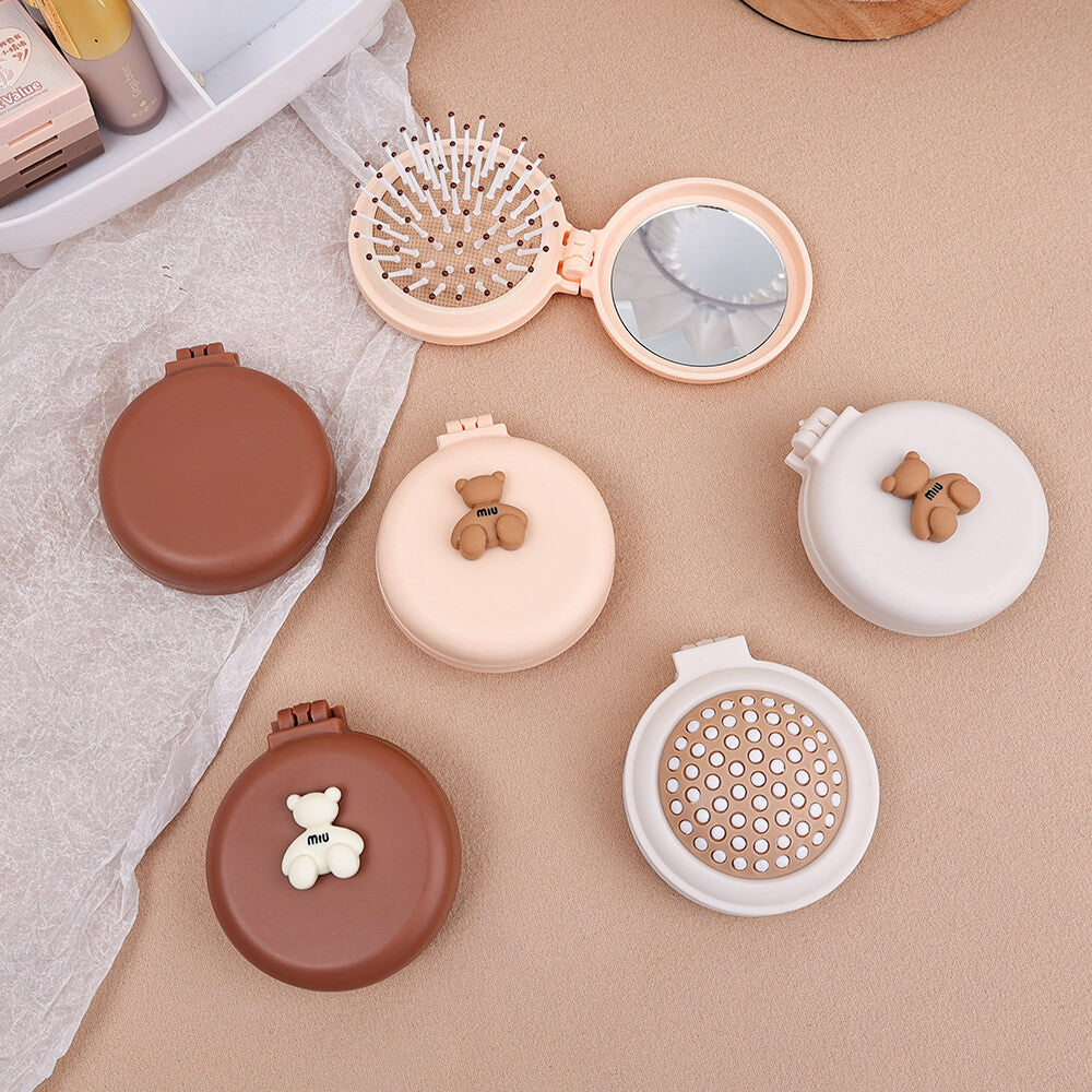 (READYSTOCK) Portable Mini Round Hair Comb with Mirror Hair Salon Hairdressing Small Size Massage 便携迷你圆形梳子带镜子