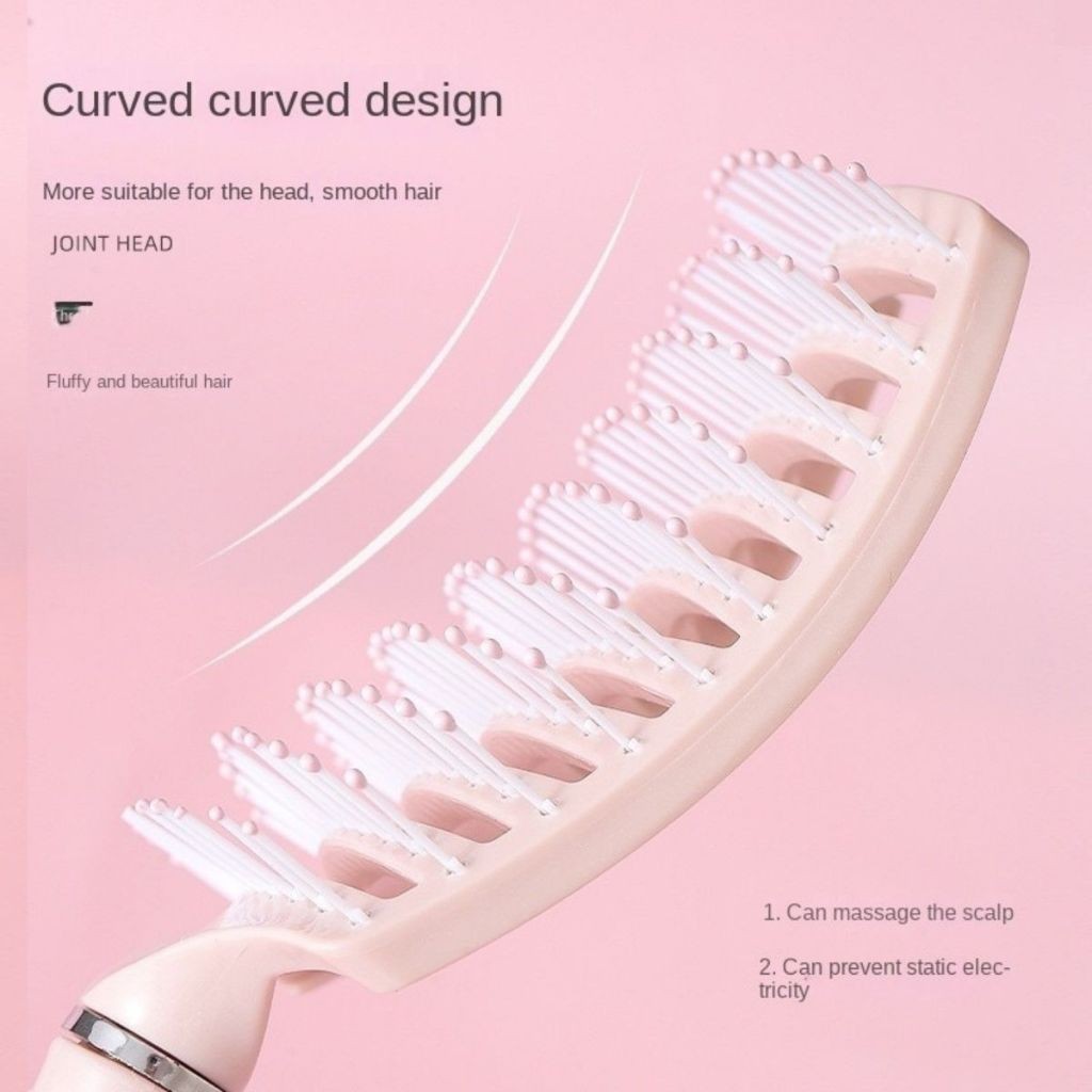 Comb Curved Vent Fluffy Hair Curly Hair Massage Ribs Comb Styling 马卡龙大弯蓬松梳子 头皮按摩梳卷发造型梳弧形十排骨梳子