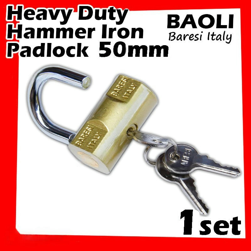 Baoli Lock Heavy Duty Hammer Iron Padlock Lock Baoli Baresi Italy Security Pad Lock Mangga Pintu VIRO 重型锤铁挂锁 排锁 锁头