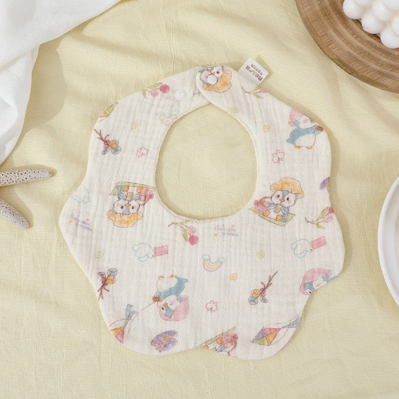 READY STOCK!!! Baby Kids Towel Baby Cotton Toddler 8 Layer Saliva Towel Ins Fesyen Baby Bib With Button Bibik WW0848i