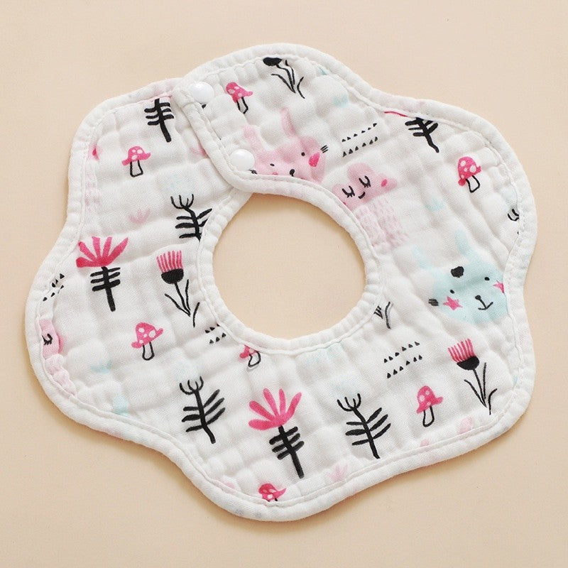 READY STOCK!!! Baby Kids Towel Baby Cotton Toddler 8 Layer Saliva Towel Ins Fesyen Baby Bib With Button Bibik WW0848i