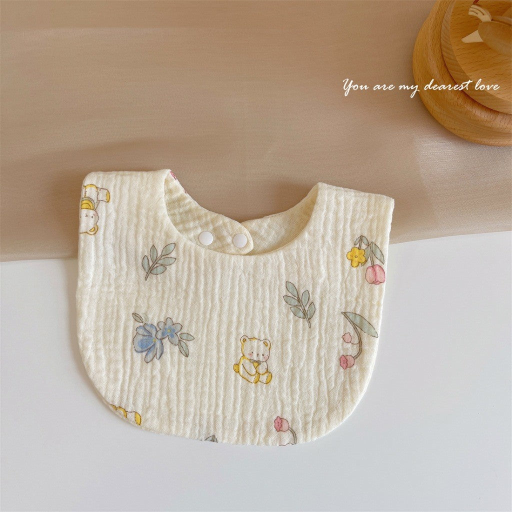 READY STOCK!!! Baby Kids Towel Baby Cotton Toddler 8 Layer Saliva Towel Ins Fesyen Baby Bib With Button Bibik WW0848i