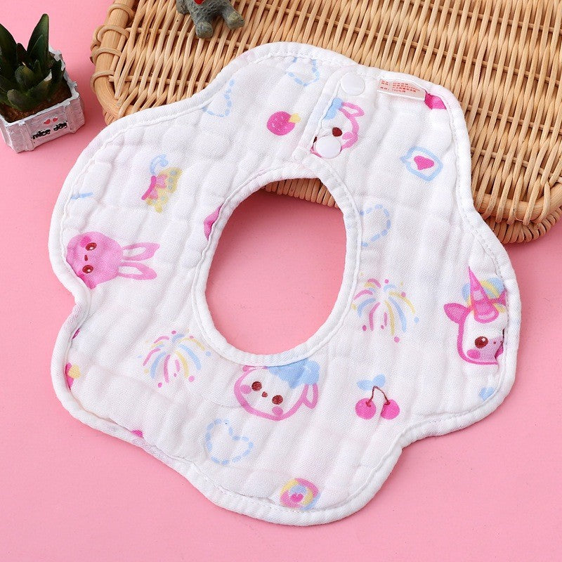 READY STOCK!!! Baby Kids Towel Baby Cotton Toddler 8 Layer Saliva Towel Ins Fesyen Baby Bib With Button Bibik WW0848i