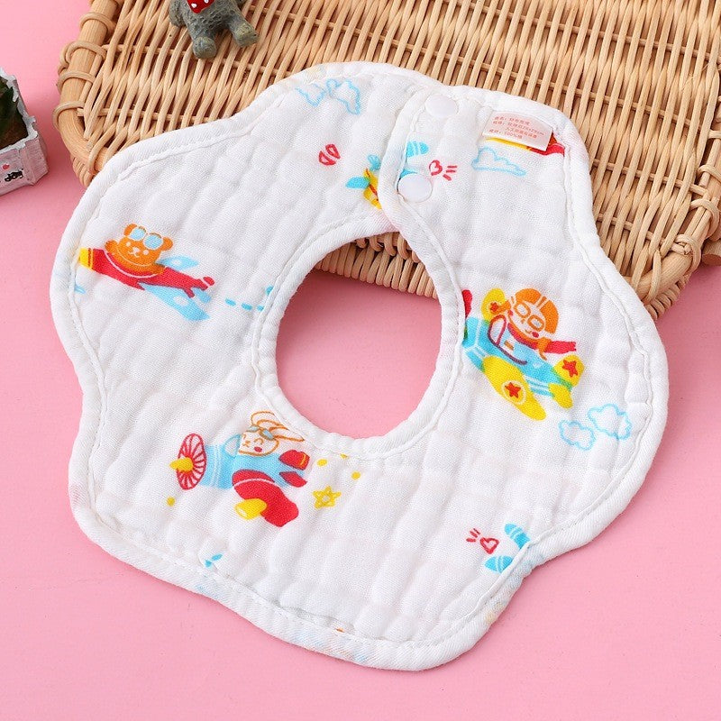 READY STOCK!!! Baby Kids Towel Baby Cotton Toddler 8 Layer Saliva Towel Ins Fesyen Baby Bib With Button Bibik WW0848i
