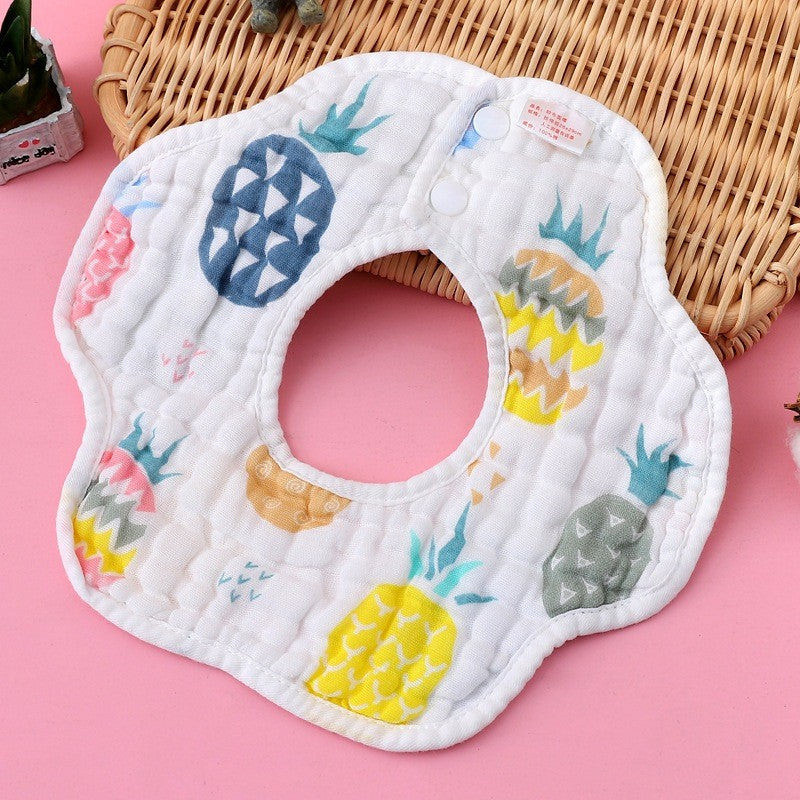 READY STOCK!!! Baby Kids Towel Baby Cotton Toddler 8 Layer Saliva Towel Ins Fesyen Baby Bib With Button Bibik WW0848i