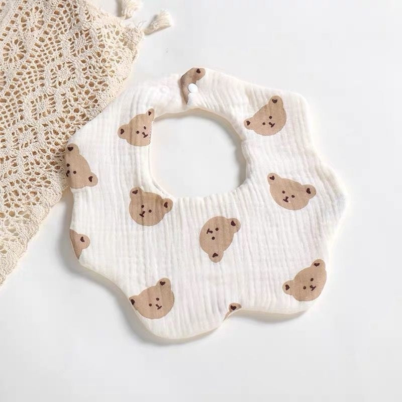 READY STOCK!!! Baby Kids Towel Baby Cotton Toddler 8 Layer Saliva Towel Ins Fesyen Baby Bib With Button Bibik WW0848i