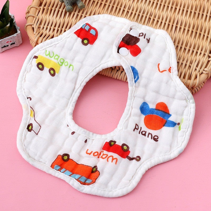 READY STOCK!!! Baby Kids Towel Baby Cotton Toddler 8 Layer Saliva Towel Ins Fesyen Baby Bib With Button Bibik WW0848i