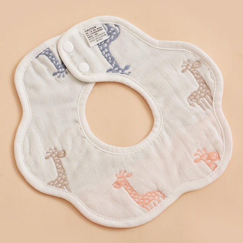 READY STOCK!!! Baby Kids Towel Baby Cotton Toddler 8 Layer Saliva Towel Ins Fesyen Baby Bib With Button Bibik WW0848i