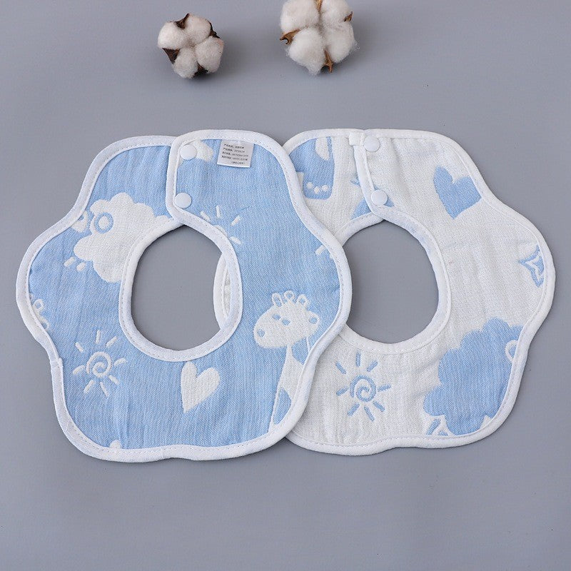 READY STOCK!!! Baby Kids Towel Baby Cotton Toddler 8 Layer Saliva Towel Ins Fesyen Baby Bib With Button Bibik WW0848i
