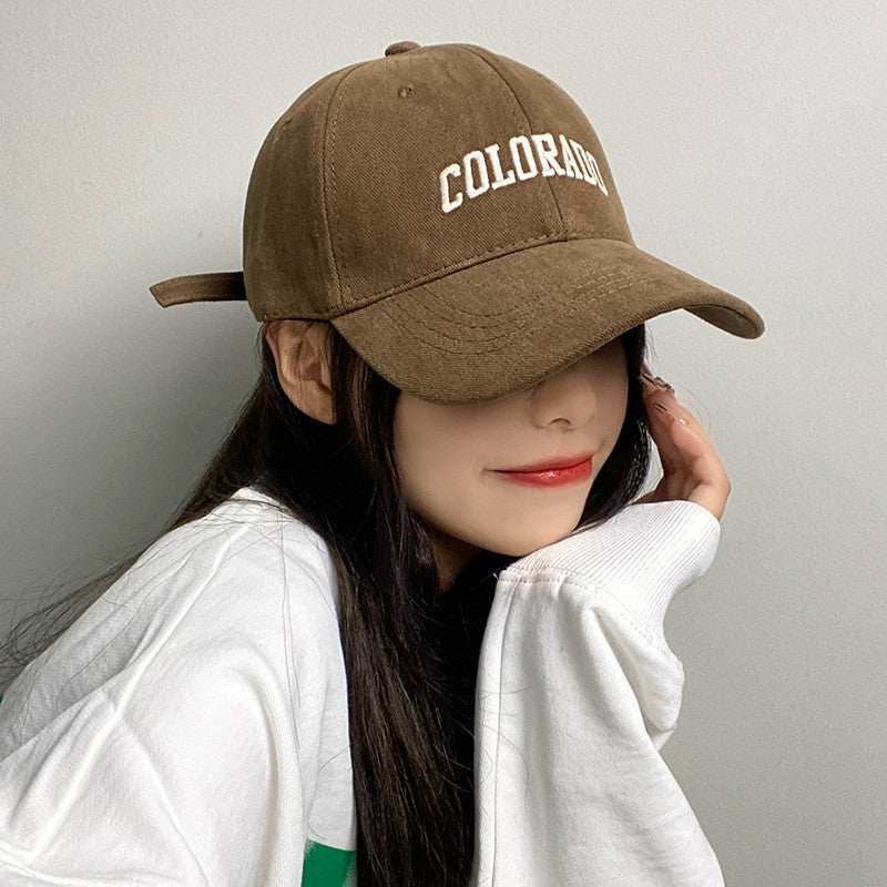 【READY STOCK】Women’s Casual Baseball Cap Letter Embroidery Face-Slimming Wide Brim Stylish & Versatile-Caps 1050