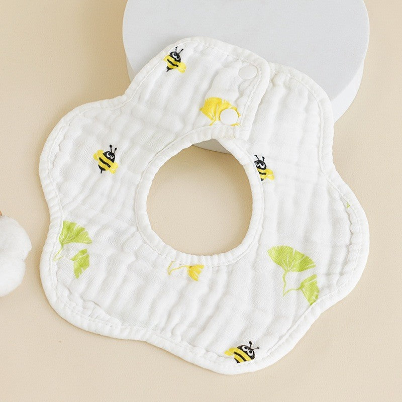READY STOCK!!! Baby Kids Towel Baby Cotton Toddler 8 Layer Saliva Towel Ins Fesyen Baby Bib With Button Bibik WW0848i