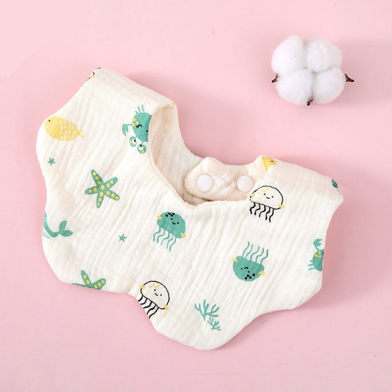 READY STOCK!!! Baby Kids Towel Baby Cotton Toddler 8 Layer Saliva Towel Ins Fesyen Baby Bib With Button Bibik WW0848i
