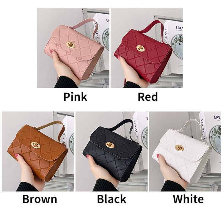 New Ladies Classic Diamond Small Square Bag Korean Version Solid Color Handbag Portable Mini Diagonal Bag-B1060