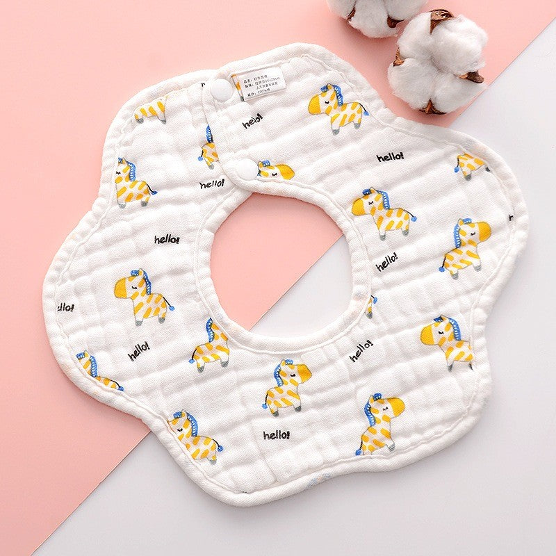 READY STOCK!!! Baby Kids Towel Baby Cotton Toddler 8 Layer Saliva Towel Ins Fesyen Baby Bib With Button Bibik WW0848i
