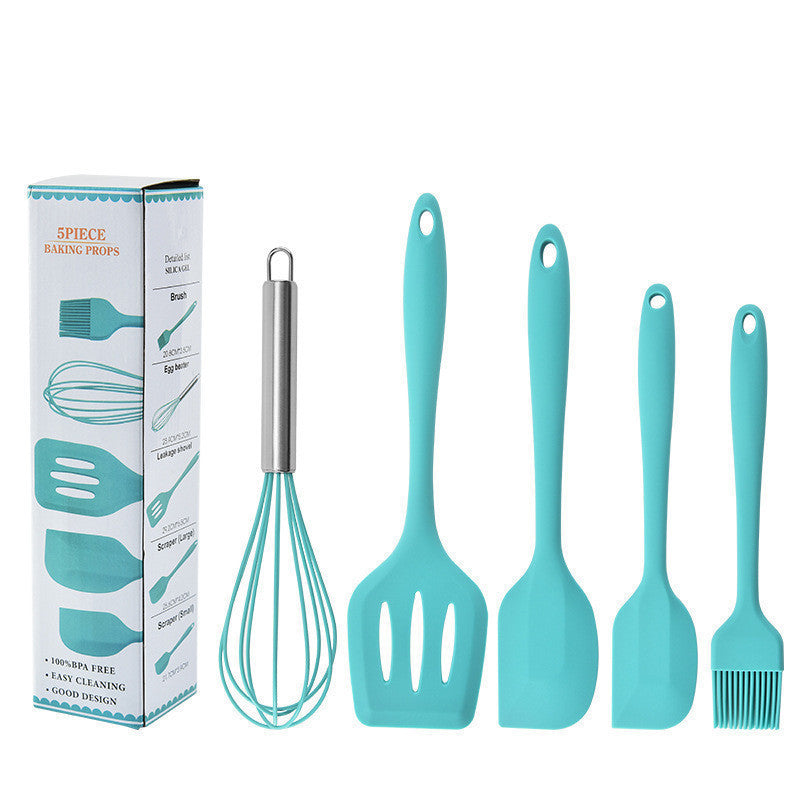 READY STOCK!!! 5Pcs Silicone Kitchen Utensils Set Including 3 Brushes and 1 Small Brush Baking Tools 硅胶烘焙工具套装